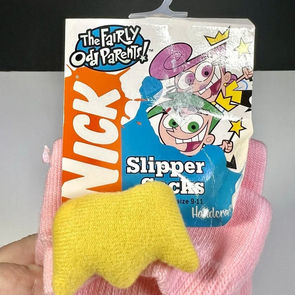 Nickelodeon‎ The Fairly OddParents Slipper Socks Girls 9-11 Pink Wanda Stars NWT
